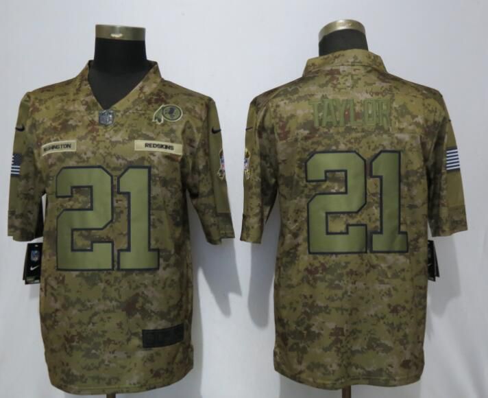 Men Washington Red Skins #21 Taylor Nike Camo Salute to Service Limited NFL Jerseys